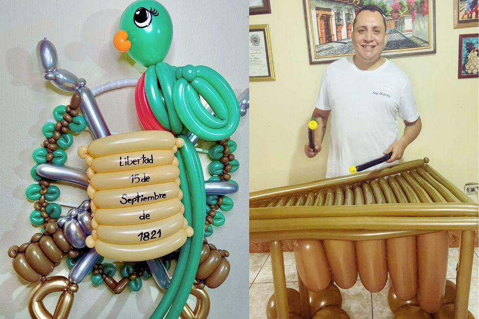 El guatemalteco ha cautivado con su talento artístico haciendo figuras y montajes grandes con globos. (Foto: cortesía)