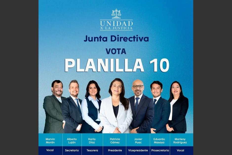 La Planilla 10 seguirá compitiendo por la Junta Directiva del Colegio de Abogados y Notarios. (Foto: Planilla 10)