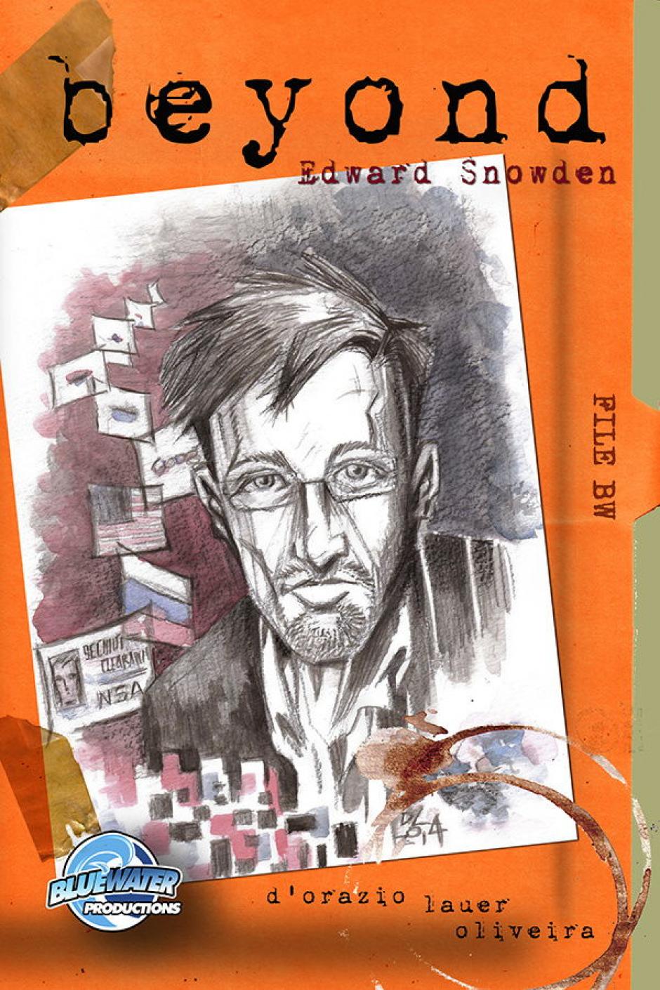Imagen cedida por la editorial Bluewater Productions de la portada de un cómic en el que Edward Snowden, el exanalista externo de la Agencia de la Seguridad Nacional de Estados Unidos (NSA, por su sigla en inglés) que filtró la información sobre el espionaje masivo de esa agencia, es protagonista. (Foto: EFE)