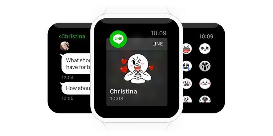 Fotografía facilitada por Line, del reloj inteligente de pulsera Apple Watch, el cual incluirá una aplicación que conecta con el servicio de mensajería Line del iPhone para recibir nuevos mensajes y contestar con "stikers" y emoticonos. (Foto: EFE)