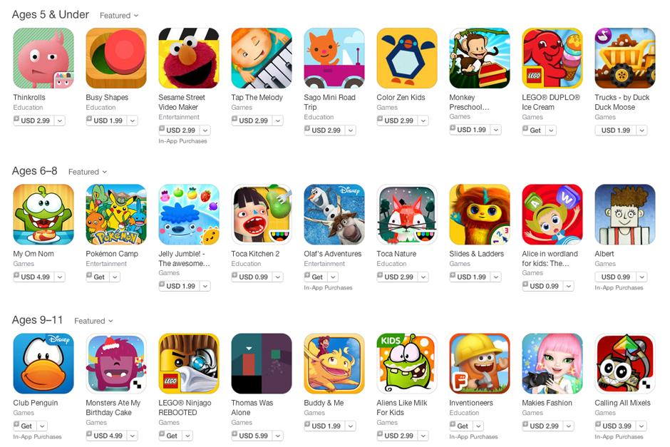 La "App Store" tiene un espacio especial para mostrar videojuegos desarrollados para niños. (Imagen: App Store)