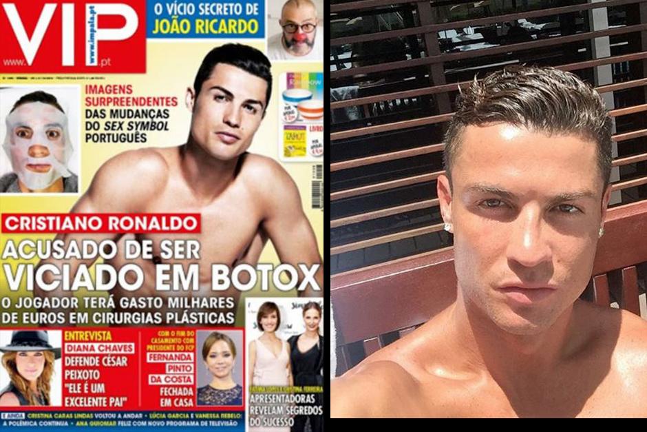 La portada de la revista VIP de Portugal asegura que Ronaldo es adicto al botox (Fotos: Instagram)