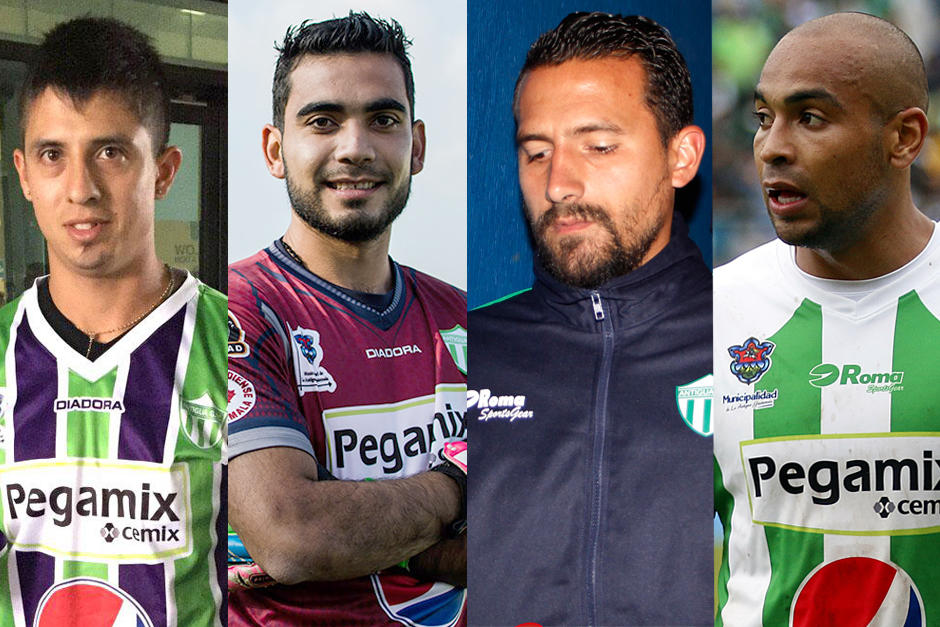 Los futbolistas de Antigua GFC, Alejandro Díaz, Alexander Robinson, Leonel Aroche y Víctor Ayala fueron suspendidos del fútbol profesional por cuatro años. (Foto: Soy502)