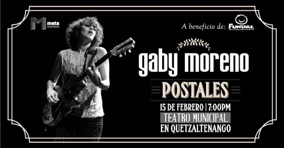 La cantante guatemalteca Gaby Moreno, anunció su próxima presentación en Guatemala, para el 15 de febrero, en Quetzaltenango. (Foto: Facebook)