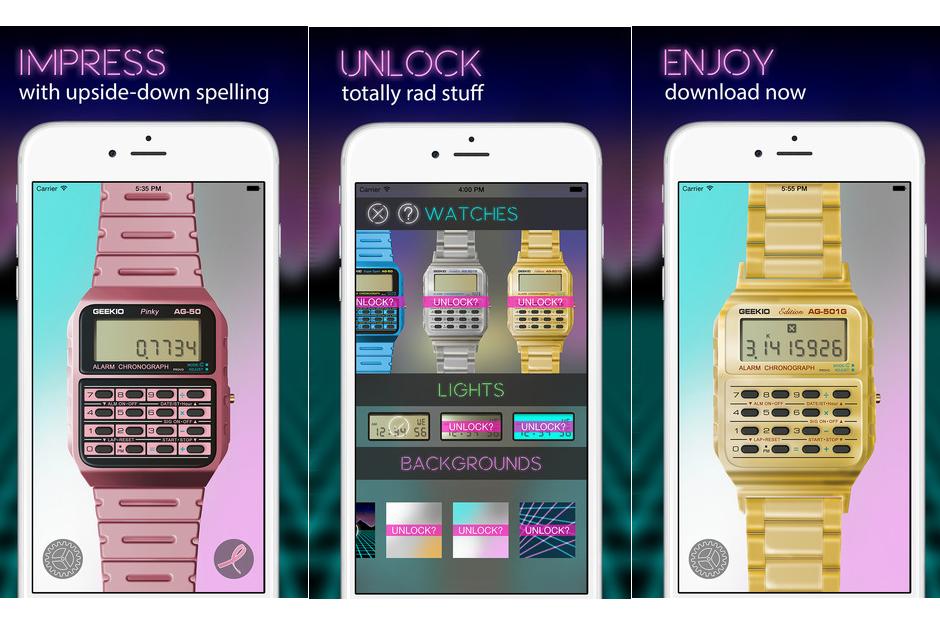 &nbsp;La aplicación “Geek Watch” permite poner en el Apple Watch la imagen de un reloj Casio con calculadora. (Imagen: App Store)