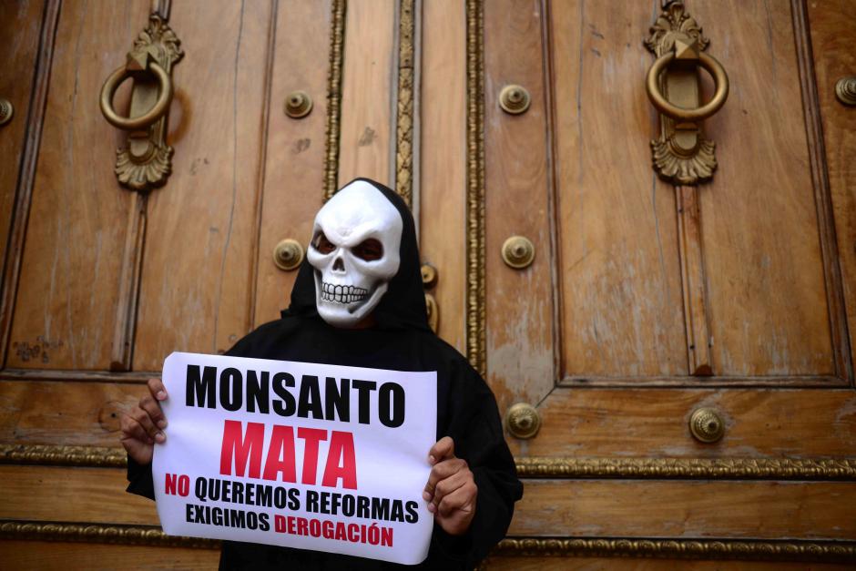 Disfraces portaron los manifestantes que se postraron a las afueras del Congreso de la República, pidiendo la no aprobación de la Ley Monsanto. (Foto: Jesús Alfonso/Soy502)