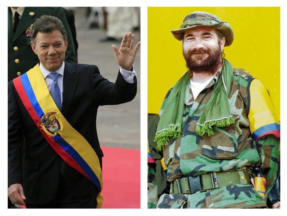 El presidente colombiano Juan Manuel Santos, ser reunirá este miércoles con el líder de las FARC, Rodrigo Londoó Echeverry (derecha), alias "Timochenko", en La Habana, Cuba, en el marco del proceso de la firma de la paz en el país suramericano. (Foto: EFE)