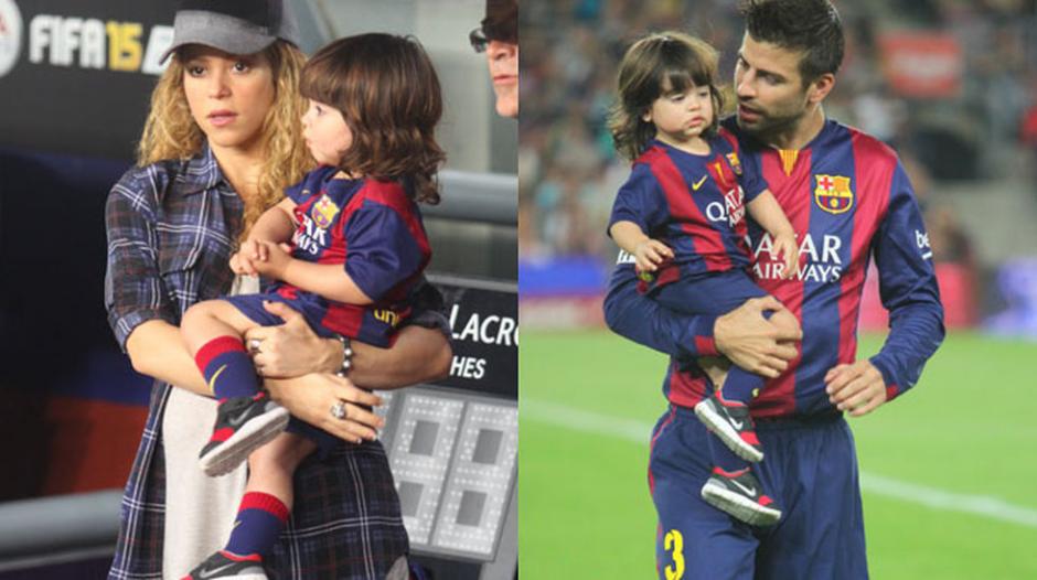 Shakira y Piqué disfrutaron la primera vez de su pequeño hijoSasha en el estadio Camp Nou. (Foto: Cuatro)