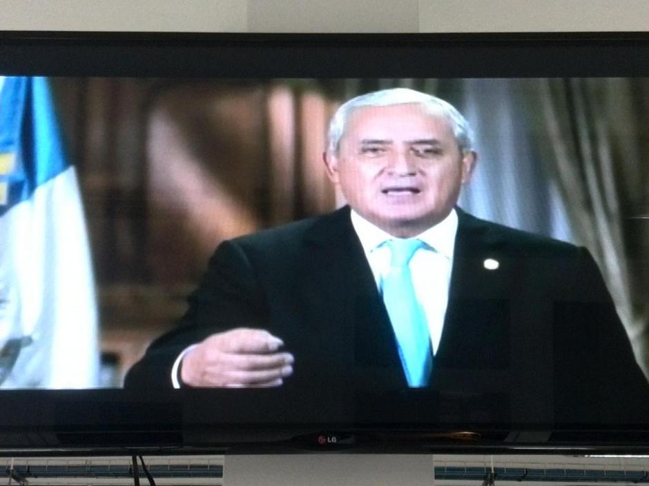 El mandatario Otto Pérez Molina habló en televisión abierta sobre el tema #SAT. (Foto: Soy502)