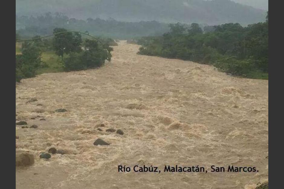 Río Cabuz, en Malacatán, San Marcos registra niveles por sobre lo normal. &nbsp;(Foto: Marco Vinicio Escobar: @MarcoEscobarM)