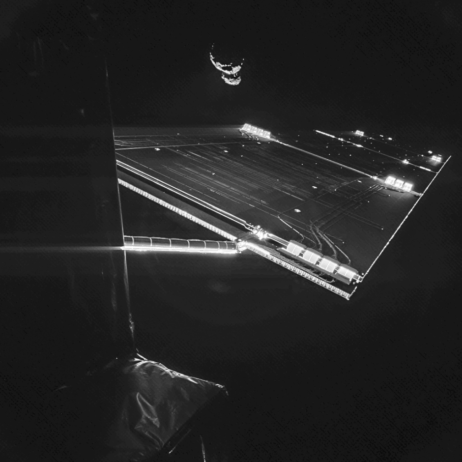 La sonda Rosetta posa con su cometa al fondo. &nbsp;(Foto: ESA)