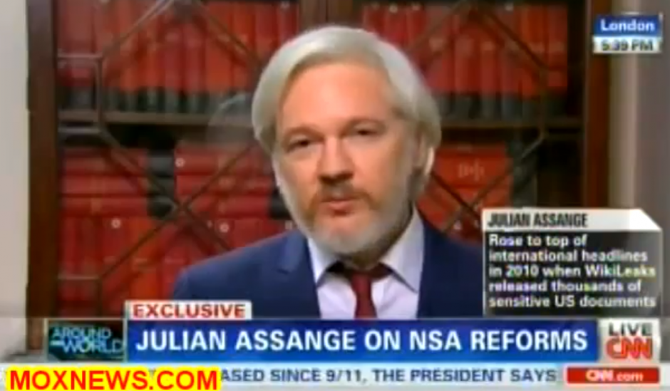 Julian Assange, fundador de Wikileaks entrevistado por CNN el viernes en relación al discurso de Barack Obama sobre las reformas a algunos protocolos de espionaje de la NSA. &nbsp;(Foto: Archivo)