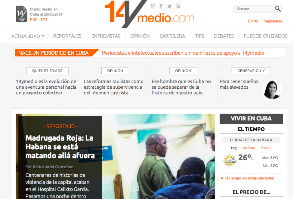 El nuevo diario digital afirma ser deudor del "esfuerzo del periodismo independiente en Cuba. (Imagen: 14ymedio.com)