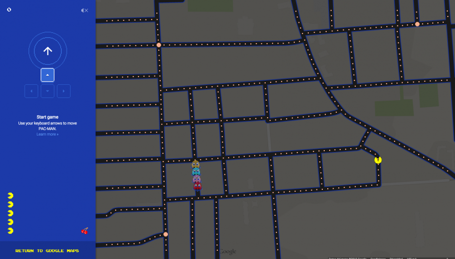Ahora Google Maps se convierte en un mapa para jugar al Pac-Man, aunque no todos los sectores son ideales para el juego. (Foto: Google Maps)