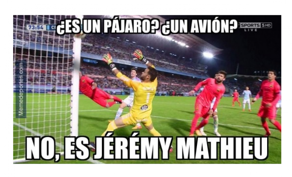 El gol de Mathieu fue la salvación para el Barcelona. &nbsp;(Foto: Memesdeportes.com)