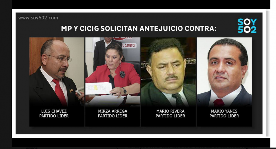 Los cuatro diputados de Lider que son señalados por el Ministerio Público y la CICIG ya fueron inscritos como candidatos a la reelección. (Foto: Soy502)