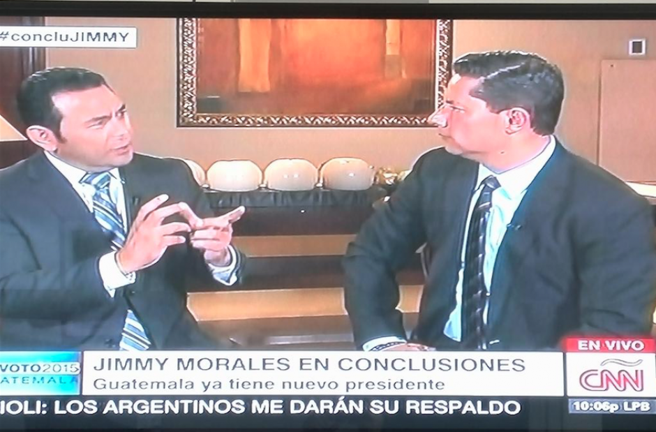 El presidente electo Jimmy Morales durante el programa Conclusiones de CNN. &nbsp;(Foto: Soy502)&nbsp;