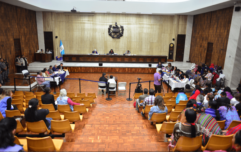 La audiencia por el juicio del caso Sepur Zarco, tiene lugar en la Sala de Vistas de la Corte Suprema de Justicia. (Foto: Jesús Alfonso)