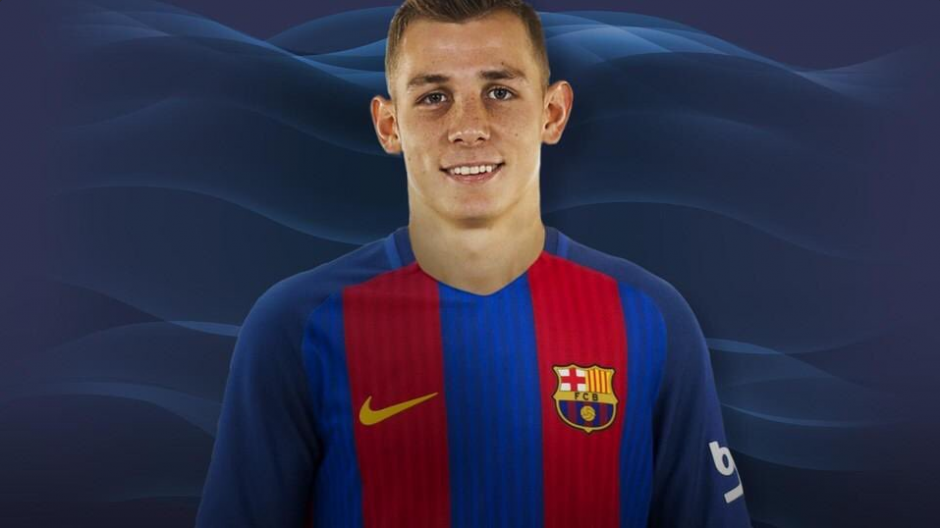 Lucas Digne luce su nuevo uniforme. (Foto: Twitter FCB)