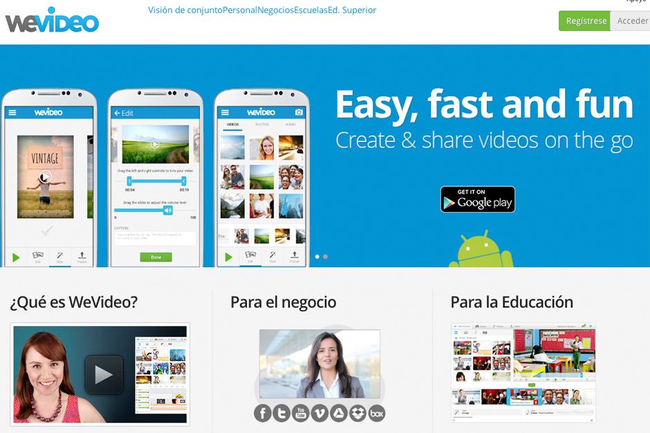 WeVideo, es una herramienta que te permite grabar, editar y guardar video de una forma sencilla.