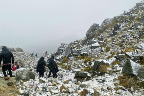 Así se vivió la 'blanca Navidad' en la cima del volcán Tajumulco este 25 de diciembre