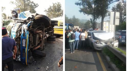 Tráiler protagoniza aparatoso accidente múltiple en ruta al Pacífico