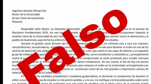 La falsa carta de Giammattei contra los estudiantes de la Usac