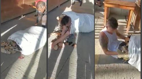 Video: reo pretendía fugarse escondido en un costal de sandalias 