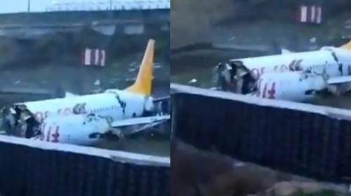 Dramáticas imágenes del avión que se rompió en dos al aterrizar