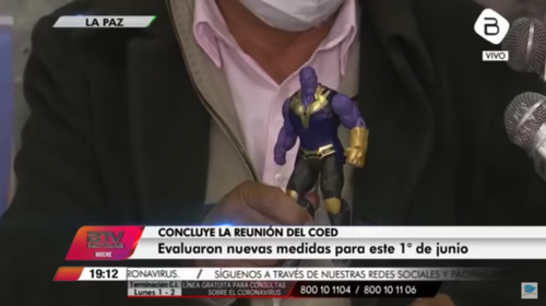 Bolivia: Ministro explica crisis de Covid con figuras de Avengers