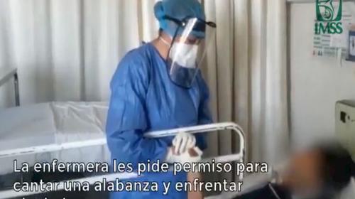 Enfermera mexicana canta a sus pacientes contagiados con Covid-19