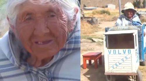 Bolivia: mujer de 94 años usa camión de juguete para recibir bono