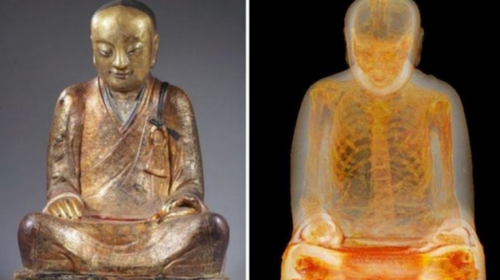 Analizan estatua de Buda y descubren una momia en su interior